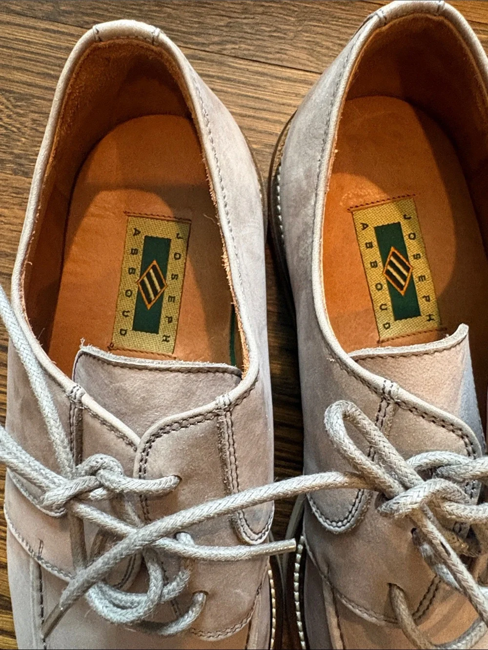 Joseph Abboud Men's Gray Leather Derby Shoes with Tan Sole